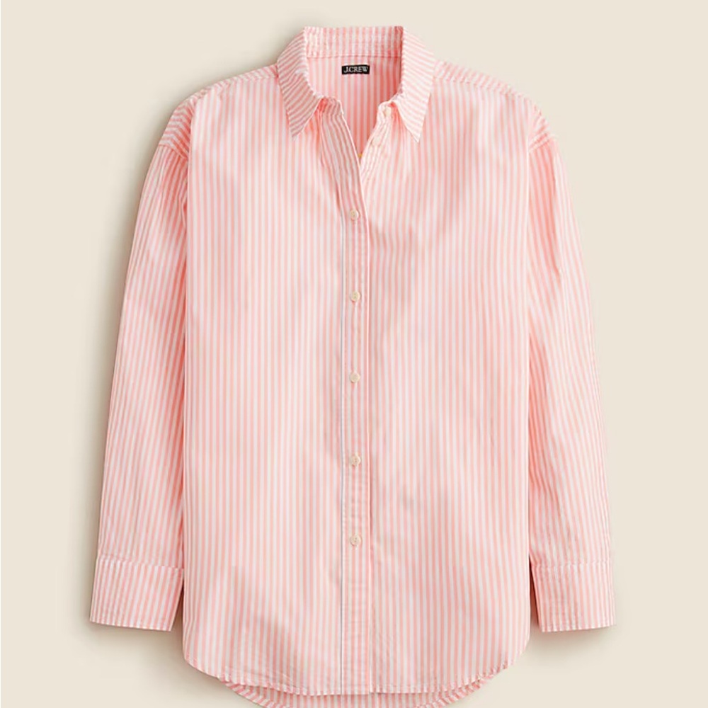 J.Crew Étienne oversized shirt in striped cotton poplin Orange Women’s Size XL